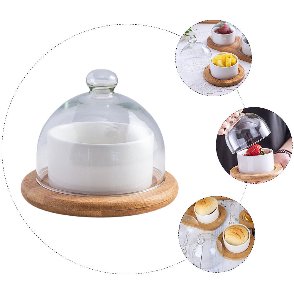 Ceramic Salad Bowl Set with Cl - Plastic Dome Clear review and price